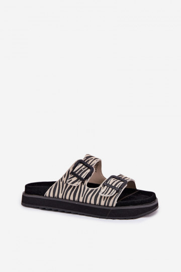 D.Franklin DFSH405002 Zebra Suede moteriškos šlepetės su sagtimi 2