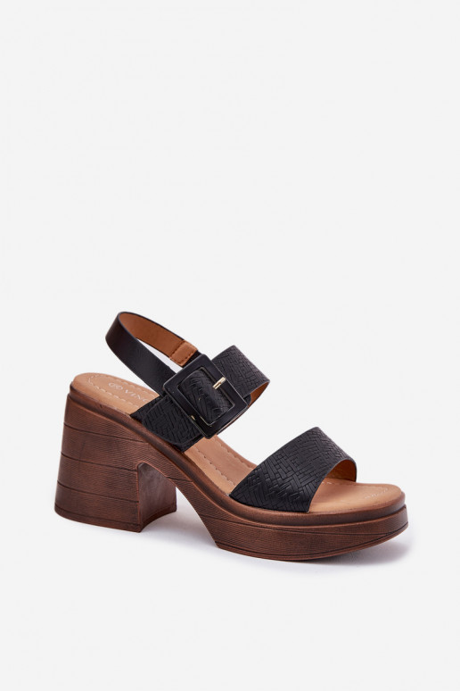 Moteriškos basutės su storais kulnais ir platforma Vinceza 17387 juodos