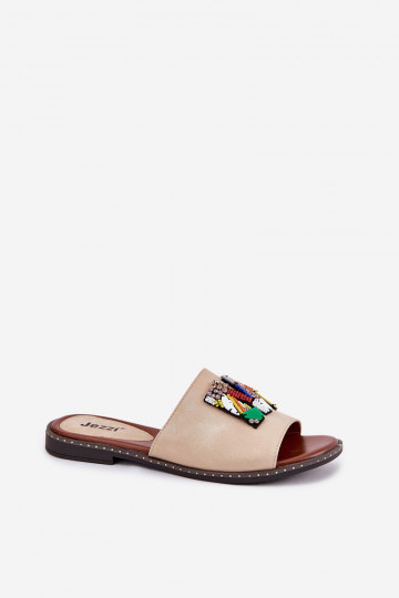 Moteriškos plokščios basutės su auksine dekoracija Clelione 2