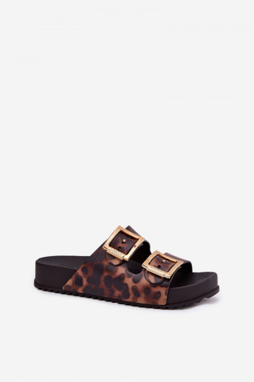 Kvapios moteriškos leopardo rašto sagtimi užsegamos šlepetės ZAXY RR285059 rudos spalvos 2