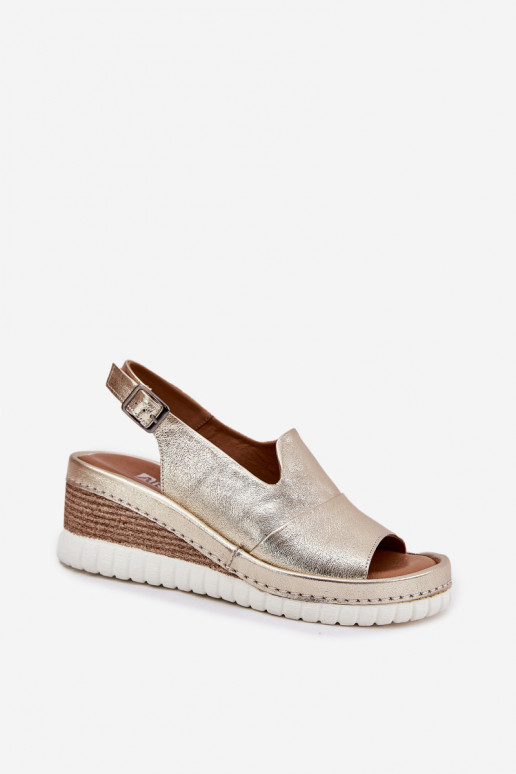 Artiker 56C0920 moteriškos odinės basutės su pleištu, auksinės spalvos