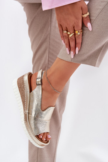 Artiker 56C0920 moteriškos odinės basutės su pleištu, auksinės spalvos