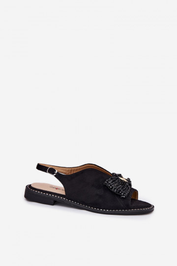 Moteriškos basutės be kulno su kaspinu S.Barski KV51-014 Juodos 2