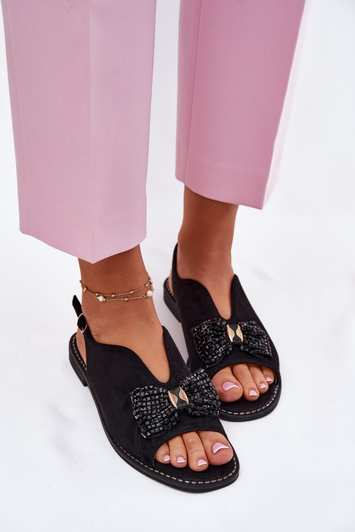 Moteriškos basutės be kulno su kaspinu S.Barski KV51-014 Juodos