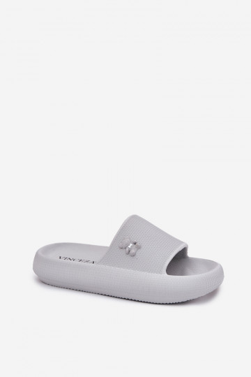 Moteriškos putplasčio šlepetės ant platformos su meškiuku Vinceza 75210 pilkos 2