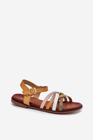 Sergio Leone SK090H moteriškos sandalai su dirželiais, geltonos 2