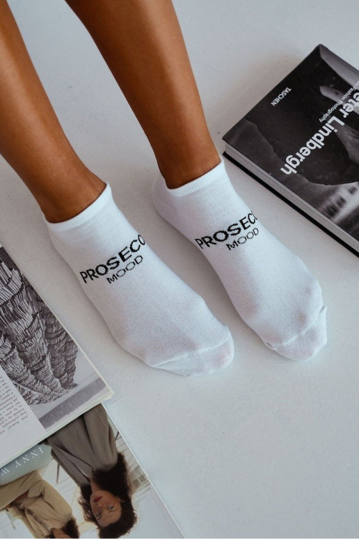PROSECCO MOOD moteriškos kojinės iki kulkšnių, juodos ir baltos