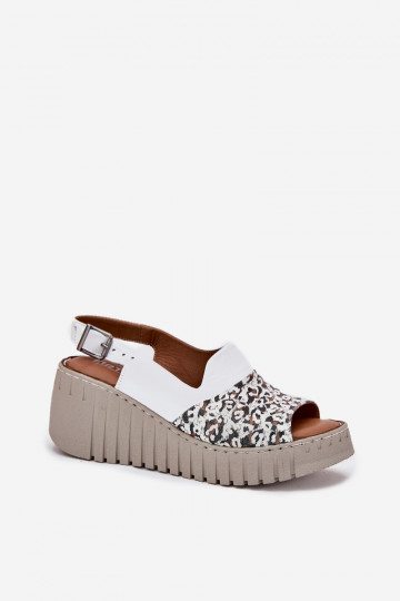 Artiker 56C0958 moteriškos natūralios odos pleištinės basutės su užtrauktuku, baltos 2