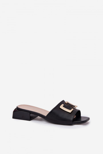 Elegantiškos moteriškos šlepetės su auksinėmis detalėmis Vinceza 62229 Black 2