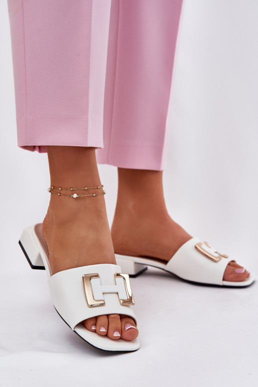 Elegantiškos moteriškos šlepetės su auksinėmis detalėmis Vinceza 62229 White