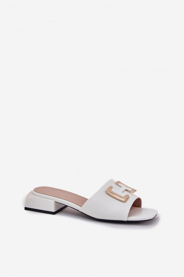 Elegantiškos moteriškos šlepetės su auksinėmis detalėmis Vinceza 62229 White 2