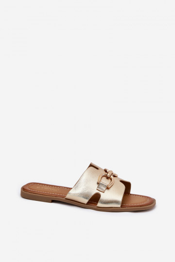 Moteriškos plokščios basutės su dekoratyvinėmis detalėmis aukso spalvos „Amiresna“ 2