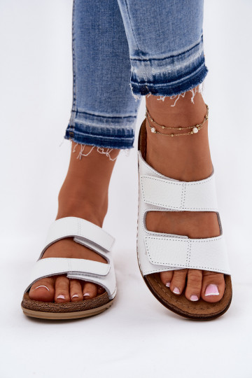 Inblu AA0005GU moteriškos odinės šlepetės, baltos