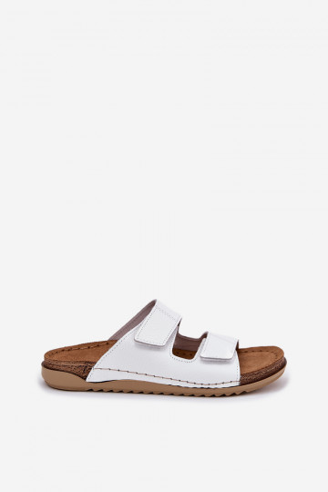 Inblu AA0005GU moteriškos odinės šlepetės, baltos