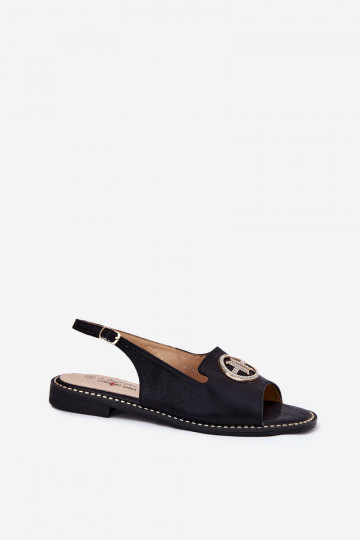 Moteriškos basutės be kulno su papuošimais S.Barski KV51-002 Juodos 2