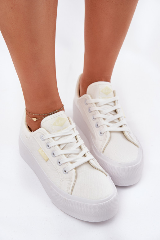 Lee Cooper LCW-25-31-3450L moteriški sportbačiai su platforma, balti
