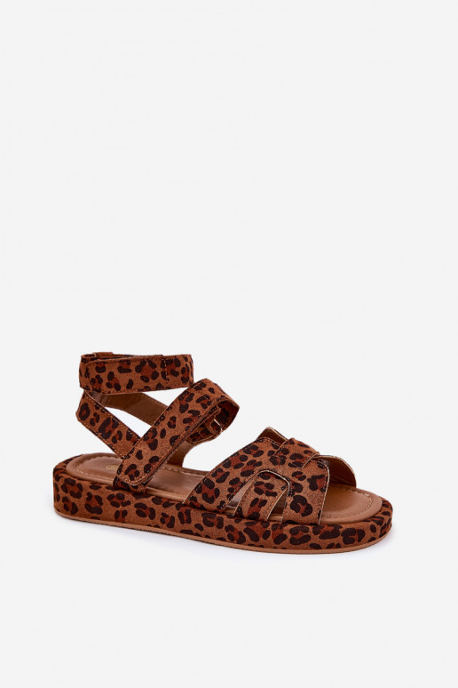 Uvissa moteriškos leopardo spalvos basutės su velcro užsegimu