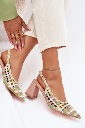 Rožinės Ebinos basutės su pintais kulnais 2