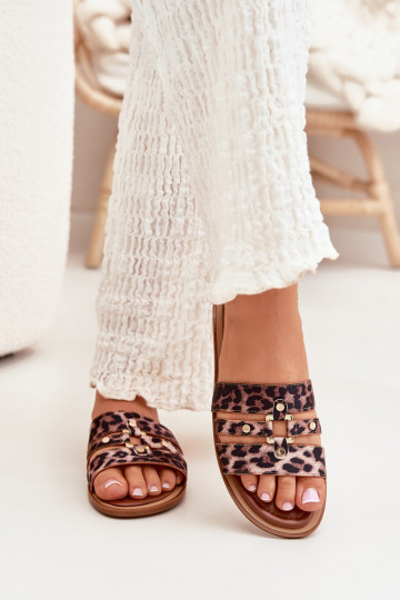 Noroti moteriškos plokščiapadės basutės su auksine leopardo detale