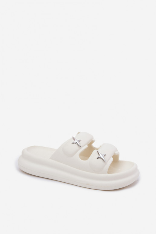 Moteriškos putplasčio šlepetės su ecru platforma iš Falowena