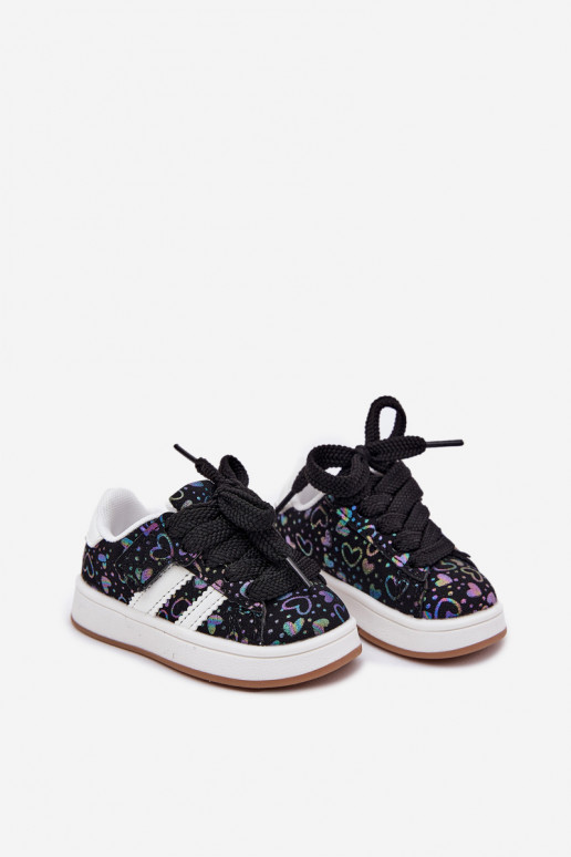 Vaikiški sportbačiai su širdelėmis, juodi Mirelle