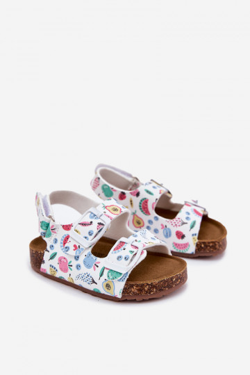 Vaikiškos basutės su kamštiniu padu ir sagtimis, vaisių baltumo, Thessa