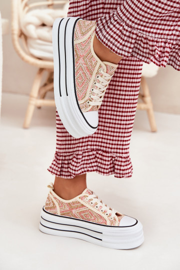 Melina Pink moteriški žemi platforminiai sportbačiai