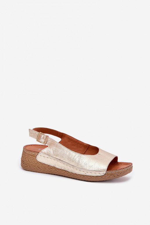 Maciejka L7069 moteriškos odinės basutės su pleištu -25 aukso spalvos