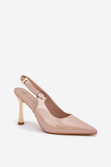 „Rivori“ smėlio spalvos lakuotos odos smailios nosies atviri bateliai 2