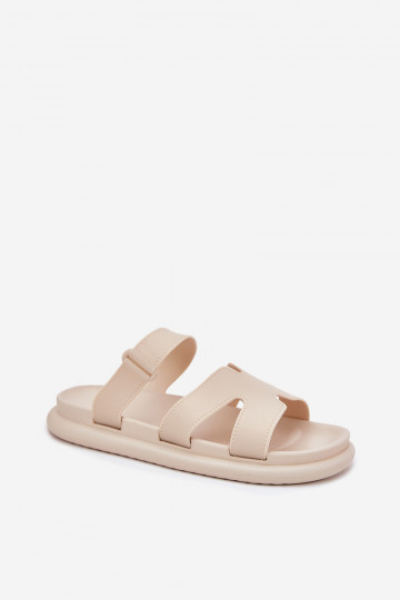 Moteriškos guminės šlepetės su dirželiu smėlio spalvos „Tavirae“ 2