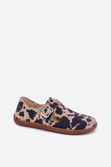 Zazoo N1261 moteriški zomšiniai basučiai su sagtimis, rudos-smėlinės spalvos 2