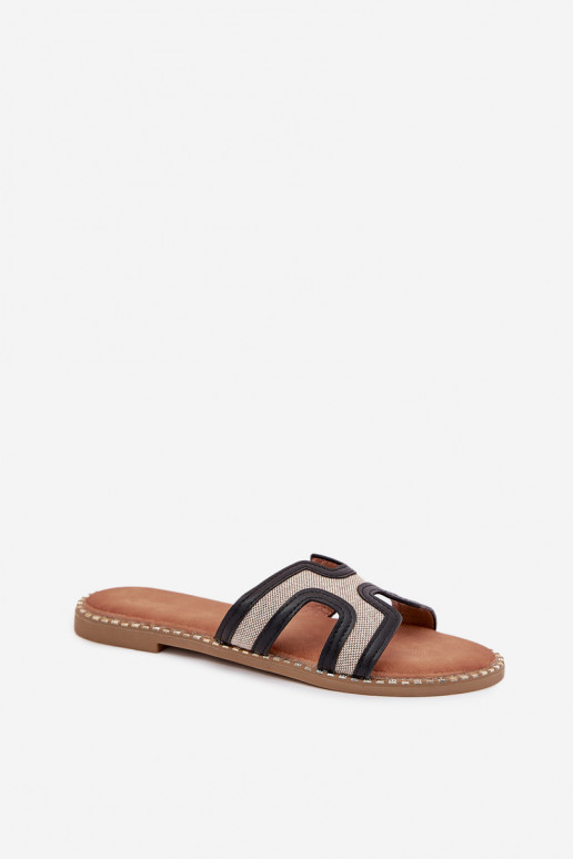 Moteriškos juodos plokščiapadžiai šlepetės Vereya