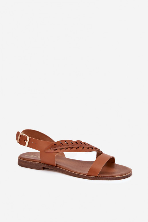 „Zazoo 3564 Camel“ spalvos moteriškos natūralios odos basutės be kulnų