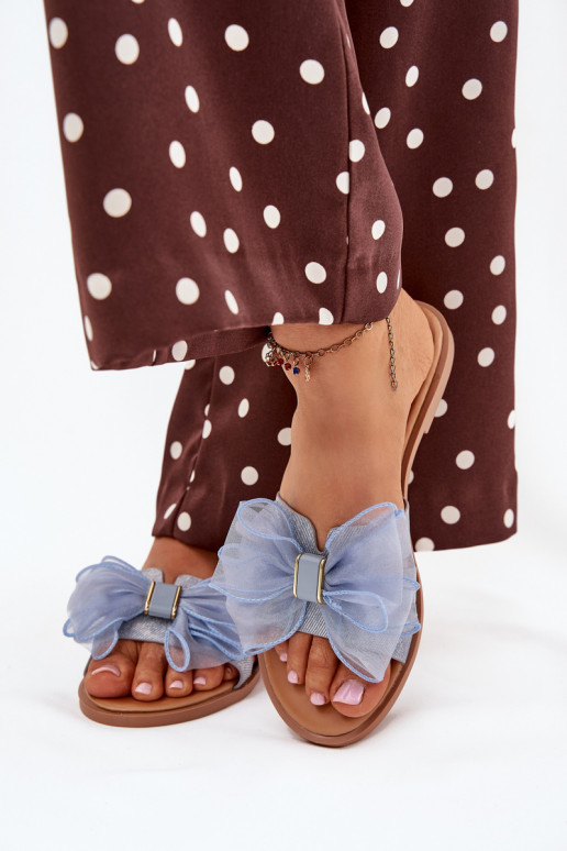 Tanira moteriškos plokščios basutės su tiulio kaspinu