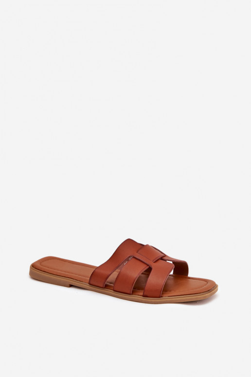 Moteriškos plokščiapadžiai šlepetės kampelinės spalvos Mirona