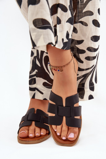 Moteriškos plokščiapadės basutės juodos Mirona 2