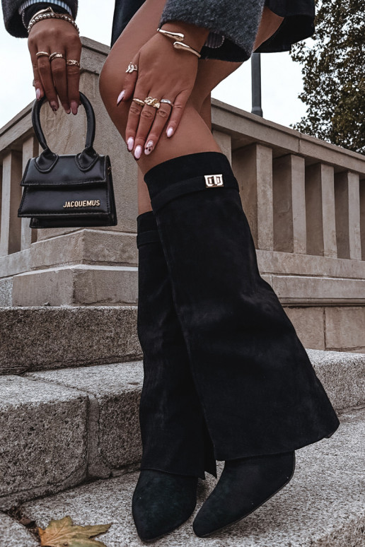 Ekologiškos zomšos aulinukai, blokinis kulnas, užtrauktukas, šilti, užlenkta pėda, smėlio spalvos, Evyra