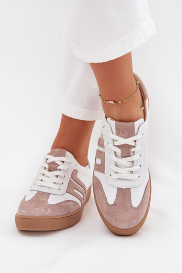 Vinceza 79557 moteriški odiniai sportbačiai, baltos ir smėlio spalvos