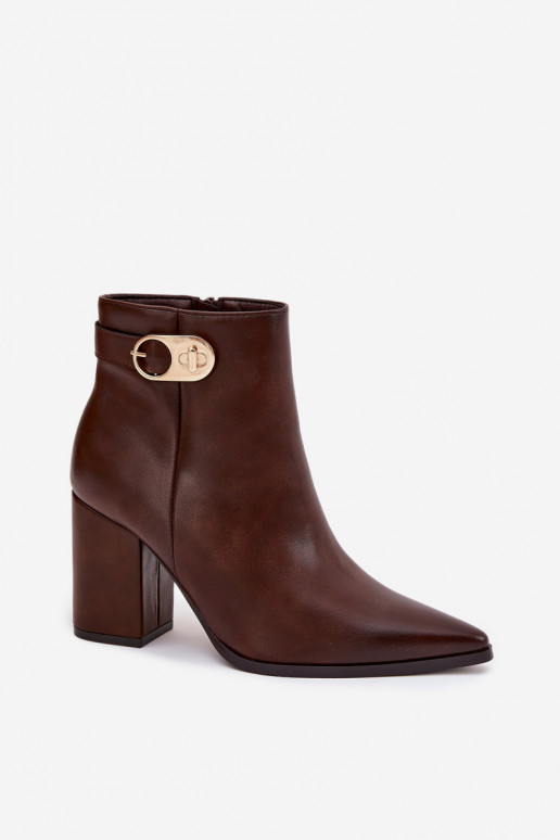 Šokoladiniai Tharina moteriški aulinukai su auksinėmis detalėmis