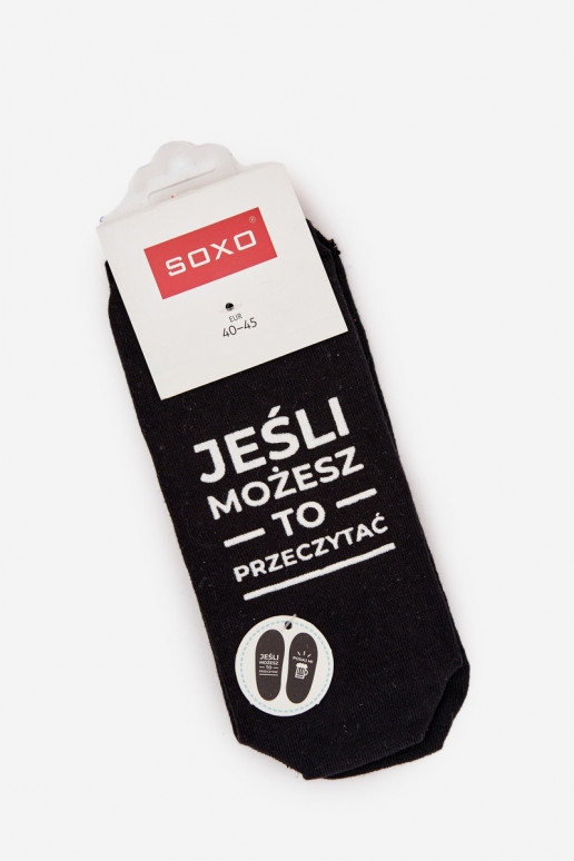 Vyriškos kojinės iki kulkšnių su užrašu „Duok man alaus“ juodos