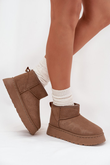 Chaki spalvos „Vesirae“ moteriški sniego batai su kailiu ir platforma 2