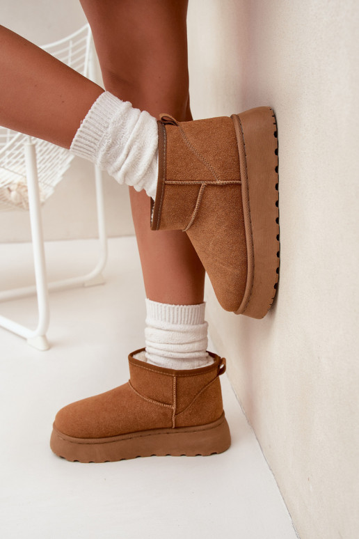 Moteriški sniego batai su platforma, kailio pamušalu, Camelot spalvos Vesirae