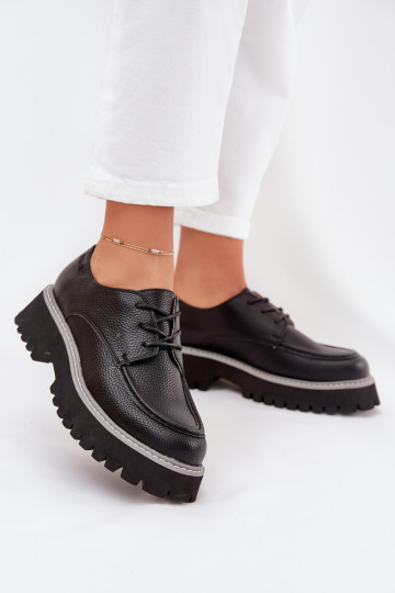 „Big Star NN274052“ juodi moteriški mokasinai su raišteliais