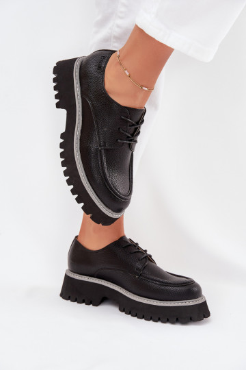 „Big Star NN274052“ juodi moteriški mokasinai su raišteliais