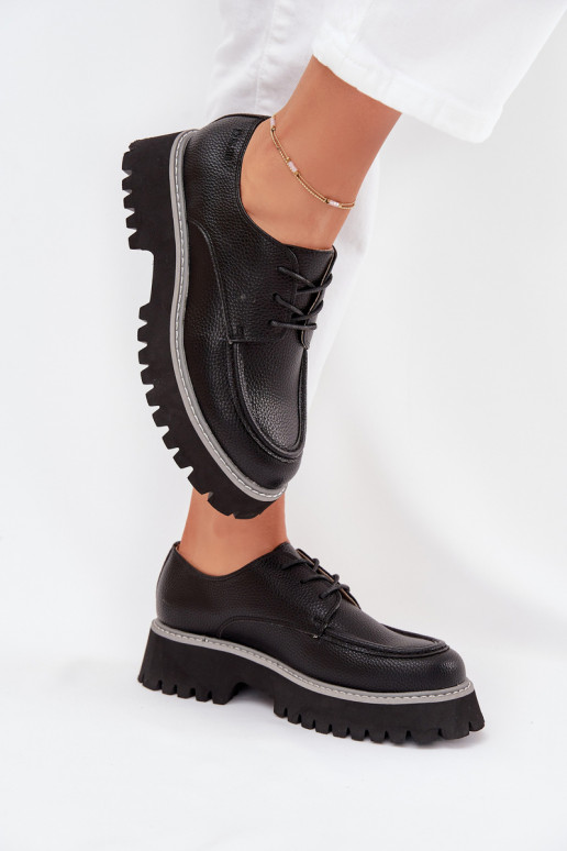 „Big Star NN274052“ juodi moteriški mokasinai su raišteliais