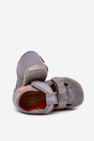 Milami vaikiškos šlepetės su velcro užsegimu, pilkos, Reathiana