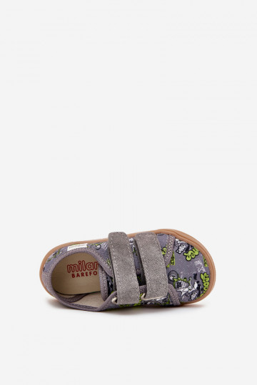 Barefoot berniukiškos šlepetės su Miles Graphic Gray Saphira