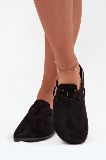 Moteriškos klumpės su kamštine platforma, sidabrinė sagtis, „Big Star SS274736“, juodos