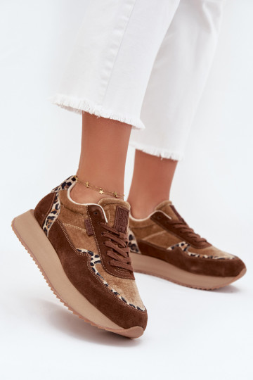 „Big Star OO274A313 HI-POLY SYSTEM“ moteriški zomšiniai sportbačiai rudi leopardo rašto