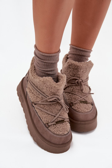 Moteriški sniego batai su platforma ir avikailiu Big Star SS274112 rudi